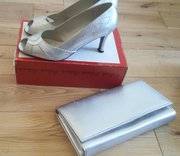 Silver shoes and clutch bag combo